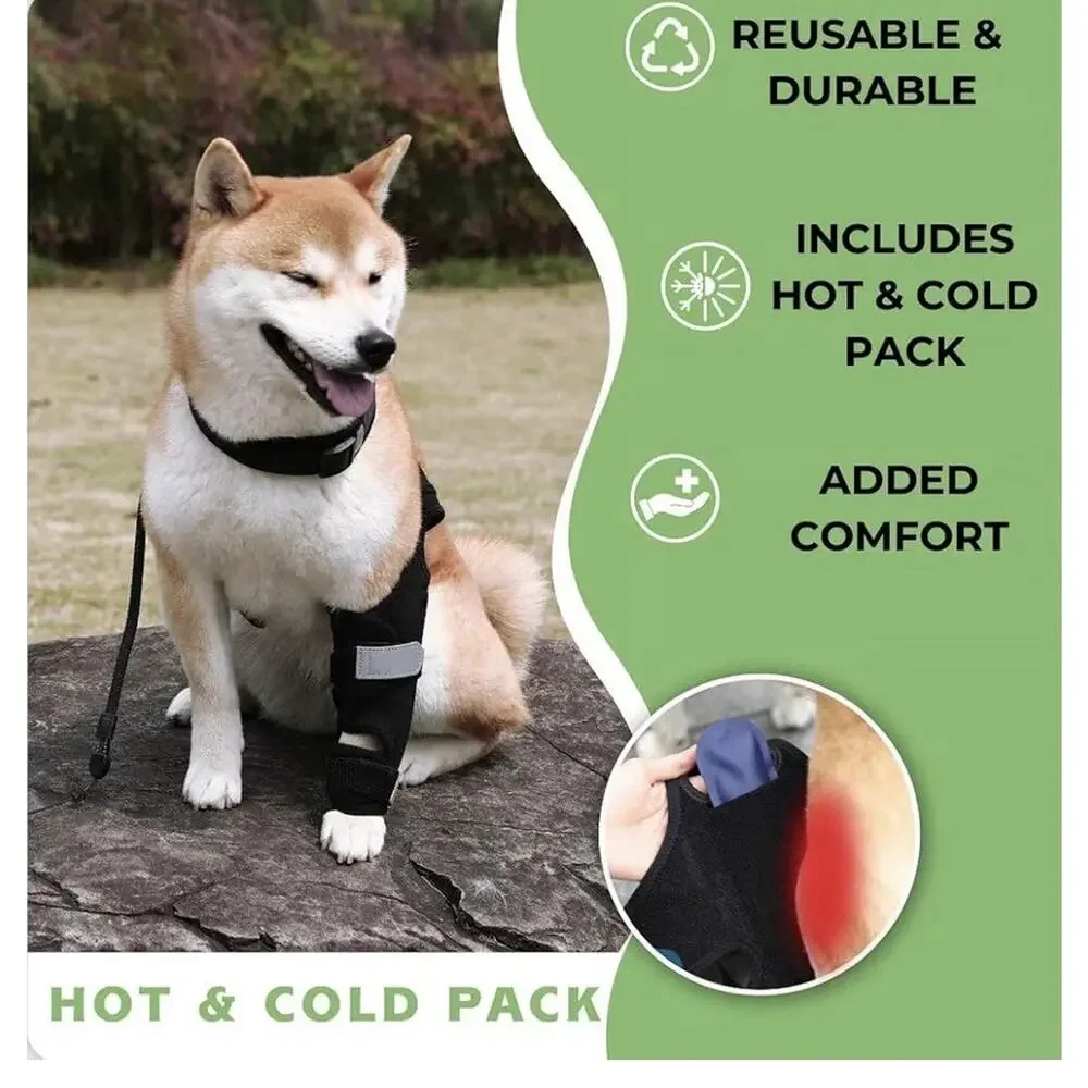 Petometry Dog Knee Brace Medium ACL CCL Support w/ Hot Cold Pack Adjustable
